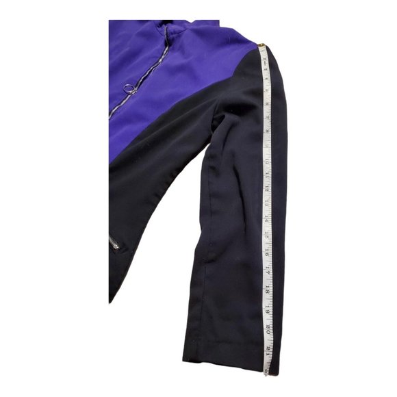 VTG G.S.L. Women's M Purple/Black Zippered Jacket Zip Pockets Shoulder Pads Rare - Picture 6 of 7